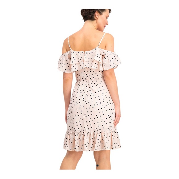 Anthropologie Avec les filles pink polka dot belted ruffled tiered dress size 2 - Picture 6 of 16